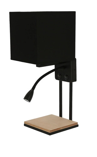 Kinkiet Theo lampa czarny 1x40W E14 + 2W LED abażur czarny z włącznikami