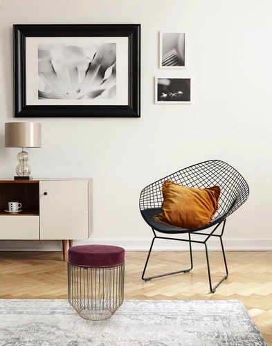 Krzesło HarryArm czarne poduszka czarna metalowe