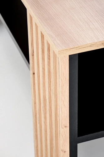 Stolik kawowy Kirsten prostokątny dąb artisan i czarny z półką nowoczesny do salonu 110x65 cm