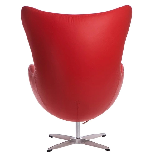 Fotel uszak Jajo Egg D2.DESIGN czerwony skórzany obrotowy z funkcją kołyski do salonu