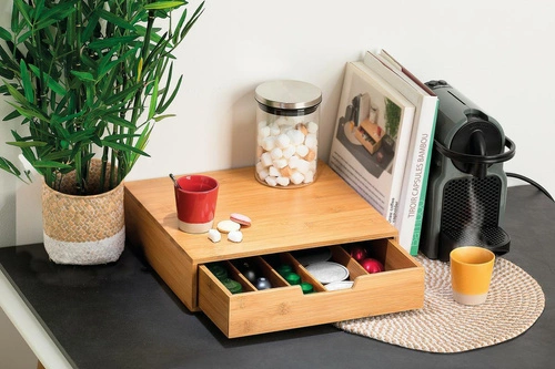 Szufladka bambusowa na kapsułki do kawy 