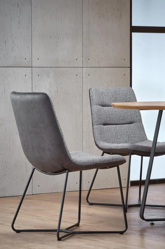 Stół okrągły do jadalni Perol 120 cm nowoczesny loft dąb złoty czarne nogi Intesi