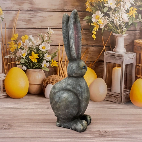 Intesi figurka wielkanocna zając z wysokimi uszami 50cm szara dekoracja na stół lub komodę