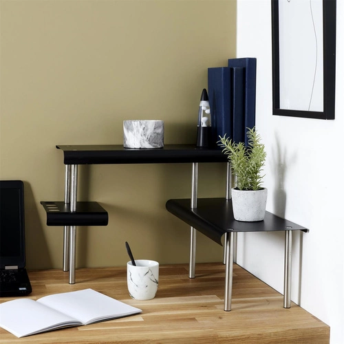 Półka kuchenna stojąca na przyprawy i akcesoria Angle czarna metalowa nowoczesna Intesi