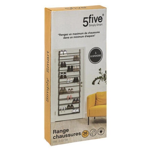 Czarna półka na buty Bulky 5five simply smart do zawieszenia na drzwi, 11 półek, wysoka, nowoczesna