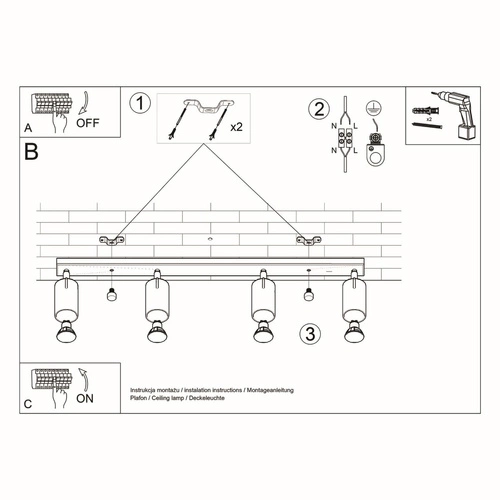 Plafon sufitowy RING 4L biały nowoczesny metalowy do salonu kuchni i sypialni SOLLUX