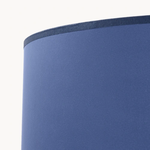 Lampa stojąca do salonu NATT nowoczesna drewniana granatowa z abażurem 140 cm