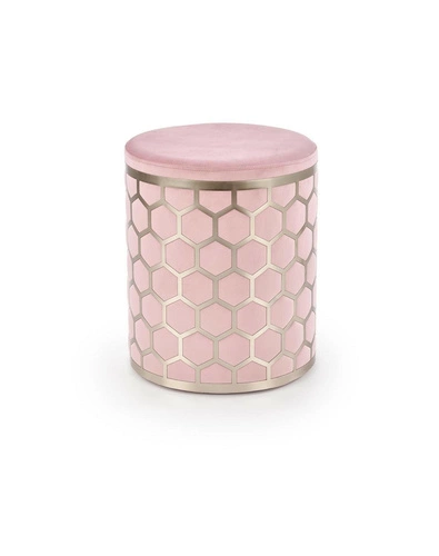 Pufa Amy welurowa okrągła ze schowkiem różowa do salonu i przedpokoju nowoczesna Intesi