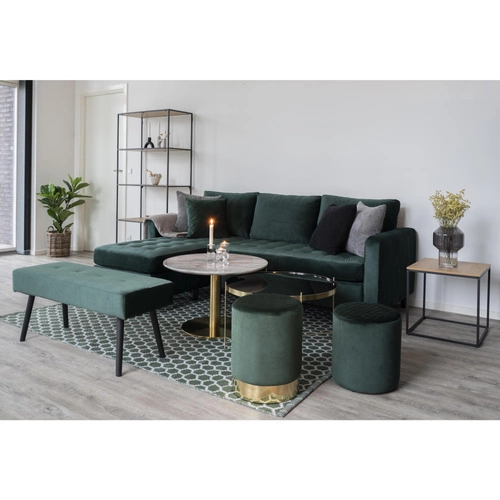 Ławka tapicerowana glamour Skiby Intesi welurowa butelkowa zieleń do przedpokoju 100 cm