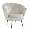 Fotel kubełkowy Korab VIC beżowy welur glamour do salonu inspirowany muszelką Intesi