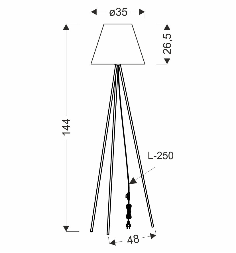 Lampa podłogowa PLATINO czarny 1x40W E27 abażur miedziany
