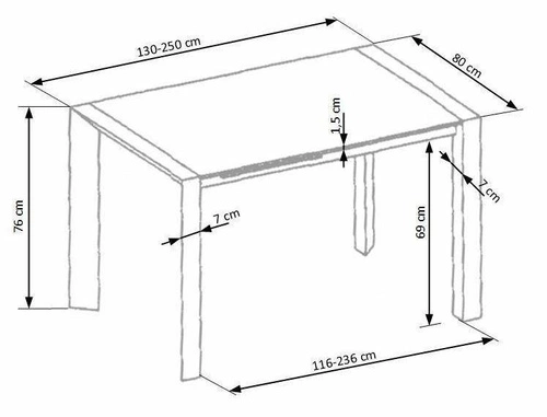 Stół rozkładany do jadalni Foles XL biały połysk 130–250 cm nowoczesny Intesi