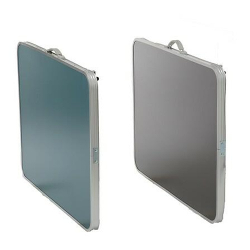 Stół składany Otano 80 cm niebieski do ogrodu i na balkon, lekki metalowy blat outdoor