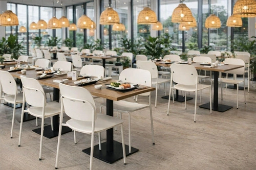 Krzesło Ravio nowoczesne z tworzywa biało‑kremowe do jadalni i kuchni