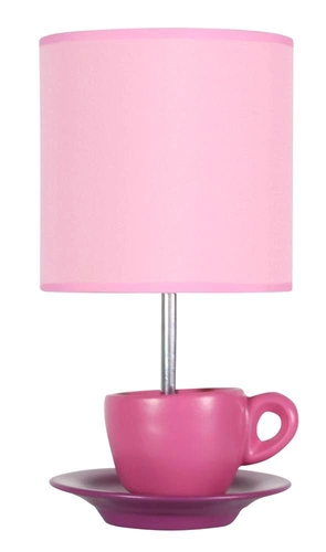Lampka nocna do sypialni Cynka różowa ceramiczna nowoczesna z abażurem CANDELLUX 31 cm
