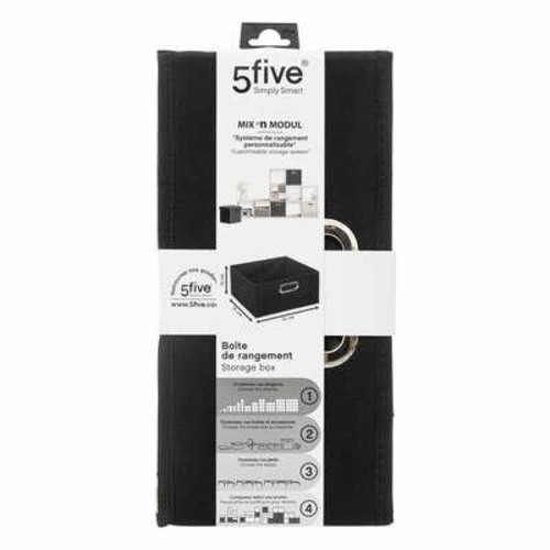 Pudełko materiałowe do regału 31x15 cm czarne z metalowym uchwytem 5five simply smart