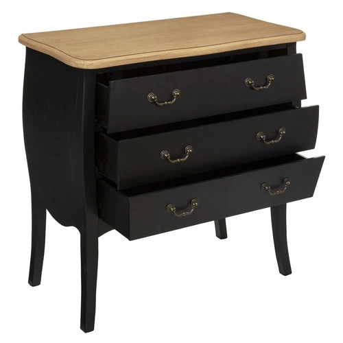 Komoda Chrysa czarna z szufladami glamour na nóżkach 74 cm do sypialni Atmosphera