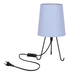 Lampka nocna do sypialni nowoczesna Smally niebieski abażur czarna podstawa CANDELLUX