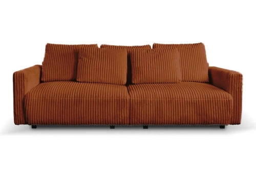 Sofa rozkładana z funkcją spania Loppie sztruksowa terakota do salonu nowoczesna