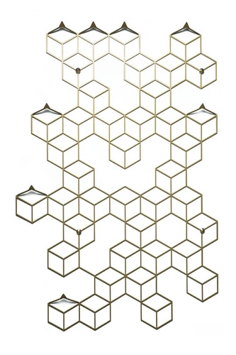 Nowoczesny wieszak ścienny Stiga L Gold do przedpokoju złoty metalowy POLYHEDRA 60 cm