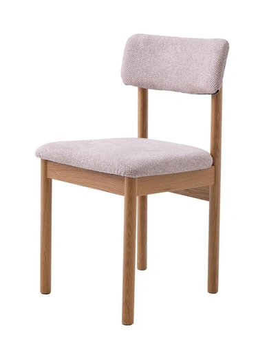 Krzesło tapicerowane do jadalni Canora piaskowe z dębowymi nogami