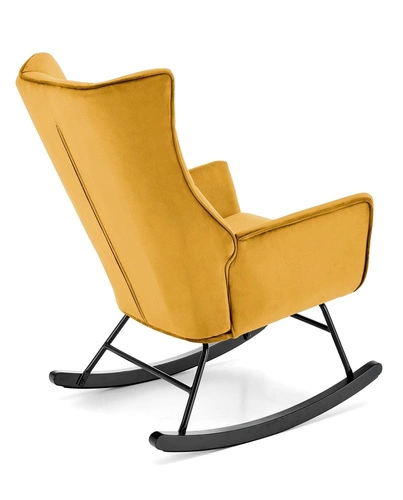 Fotel bujany Topar welurowy musztardowy do salonu nowoczesny skandynawski wypoczynkowy