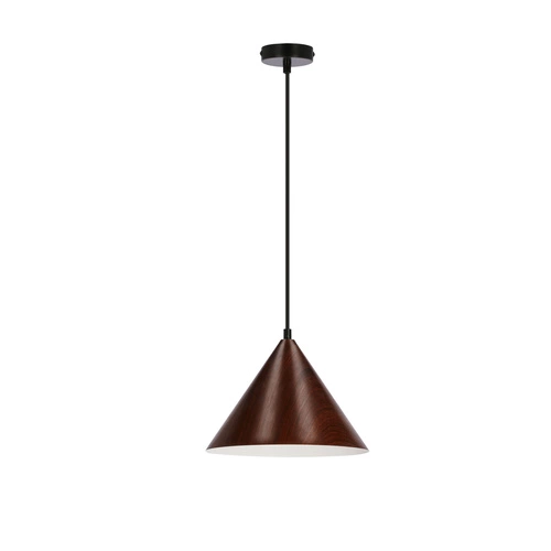 Lampa wisząca Dunca 25 czarny 1x40 E27  klosz ciemny orzechowy