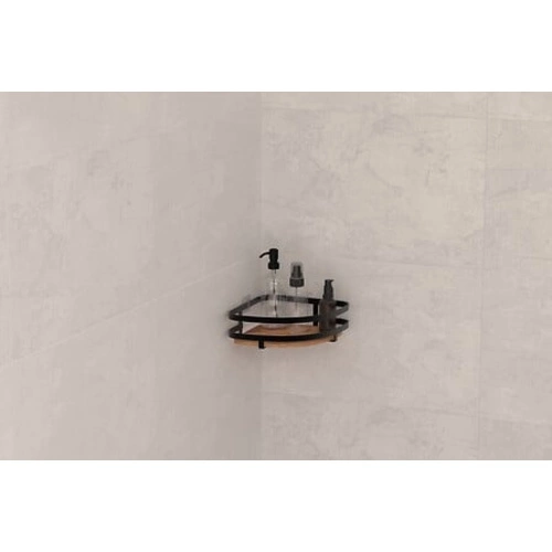 Blackacia półka łazienkowa narożna czarna z drewna akacjowego bez wiercenia 5five simply smart