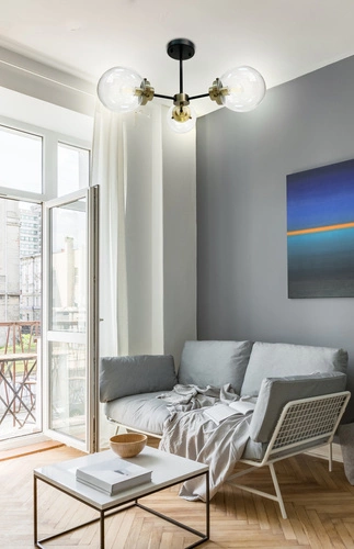 Lampa sufitowa Lens czarna szklana 3-punktowa do salonu i jadalni CANDELLUX