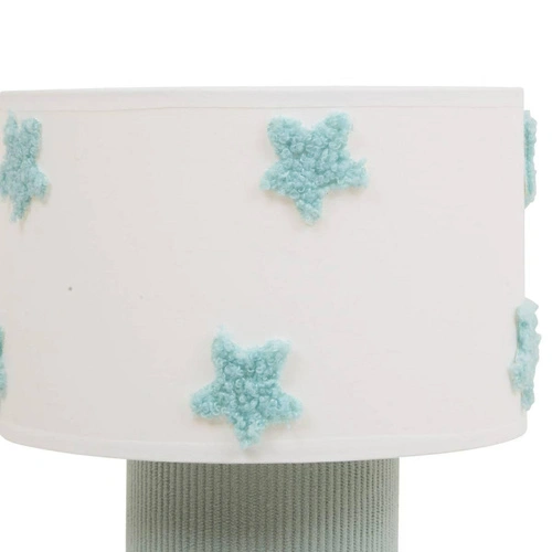 Niebieska lampka nocna Sea 28 cm do sypialni z abażurem