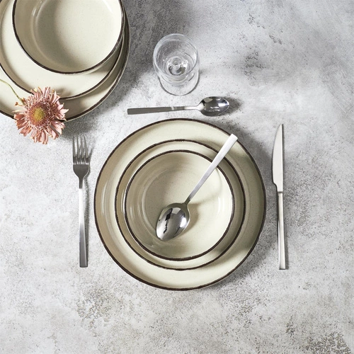 Zestaw obiadowy Temp beżowy na 4 osoby ceramiczny nowoczesny do jadalni
