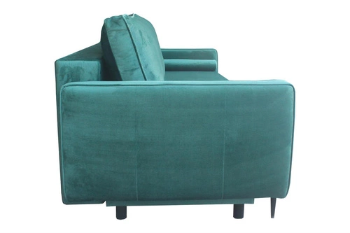 Sofa rozkładana Arosa z funkcją spania do salonu welurowa zielona z pojemnikiem Intesi
