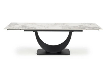 Stół rozkładany do jadalni Abigray biały marmur czarne nogi nowoczesny 160-240 cm Intesi