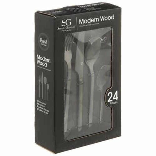 Nowoczesny zestaw sztućców czarne 24 elementy stal nierdzewna Modern 5five do zmywarki