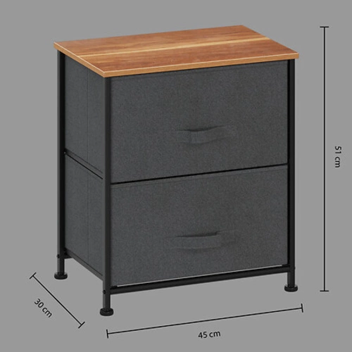 Szafka nocna Tissa czarna i szara z szufladami do sypialni nowoczesna 45 cm 5five