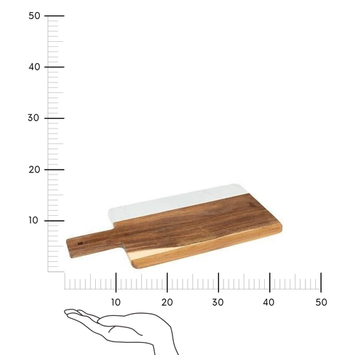 Deska do krojenia Harmony marmurowo-akacjowa nowoczesna do serwowania i kuchni 42 cm