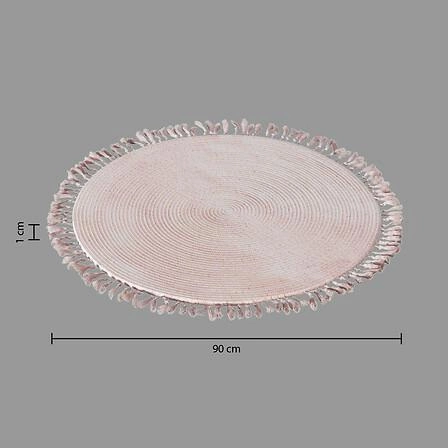 Dywan boho okrągły z frędzlami Atmosphera różowy 90 cm do sypialni lub pokoju dziecka