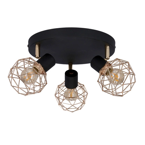 Lampa sufitowa Acrobat plafon 3x40W E14 czarny klosz złoty