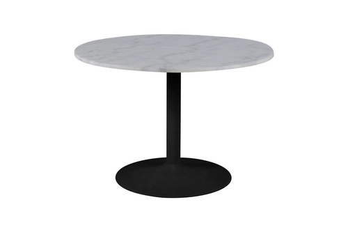 Stół okrągły marmurowy do jadalni Tarifa Actona biały marmur czarna podstawa nowoczesny 110 cm