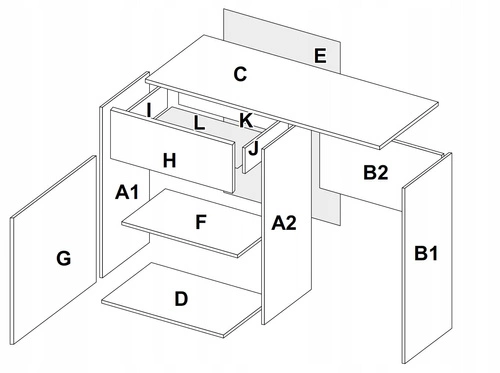 Biurko do pracy Lana nowoczesne dąb craft z szufladą industrialne do biura Intesi
