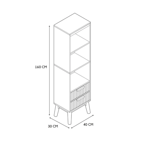 Regał na książki Klaus nowoczesny drewniany z 2 szufladami do salonu naturalny 40 cm