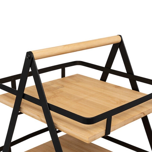 Półka kuchenna stojąca 2-poziomowa Ordera bambusowa z uchwytem czarna nowoczesna 5five