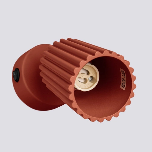 Kinkiet ścienny Karbon ochra czerwona z włącznikiem, aluminium, ruchomy klosz, nowoczesny do salonu