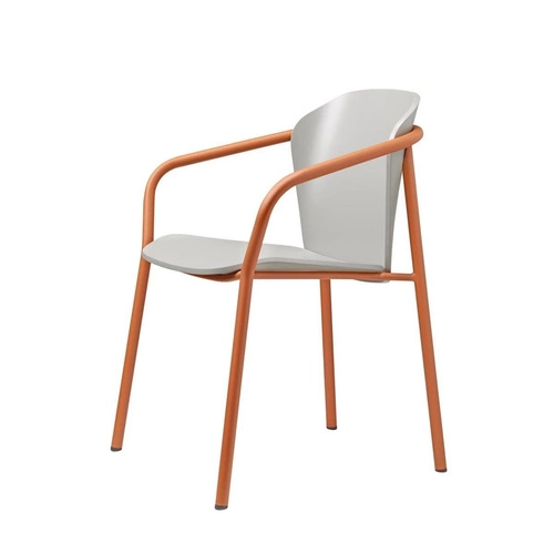 Krzesło do jadalni Finn drewniane z podłokietnikami nowoczesne szare SCAB Design