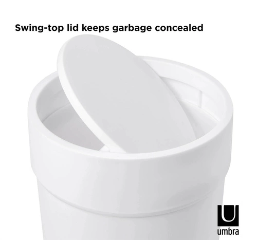 Kosz na śmieci do łazienki Umbra Touch biały nowoczesny z pokrywą 6l