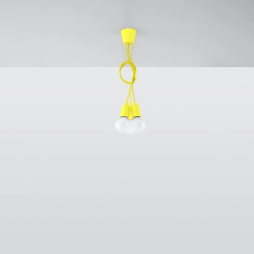 Lampa wisząca Diego żółta regulowana 3-punktowa do salonu, kuchni lub nad wyspę