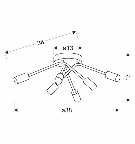 Lampa sufitowa Tiara czarna 6-punktowa do salonu nowoczesna metalowa CANDELLUX