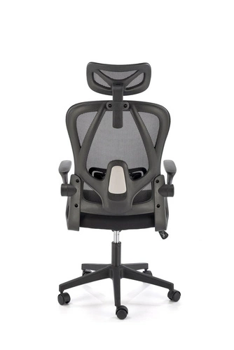 Fotel biurowy ergonomiczny Yiro czarny siatkowy obrotowy z zagłówkiem do biurka Intesi