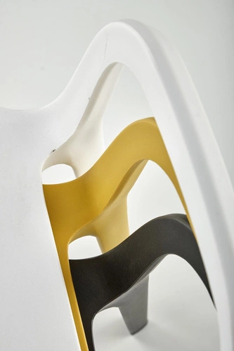 Krzesło Nadine białe do jadalni i ogrodu z tworzywa, nowoczesne, sztaplowane, z podłokietnikami