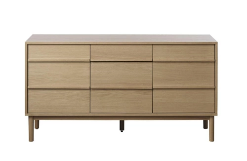 Komoda Zorta 140 cm nowoczesna na nóżkach naturalny dąb do salonu UNIQUE